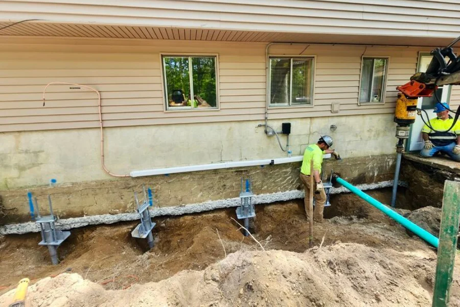 Helical Pier Installation in Combined Locks, WI